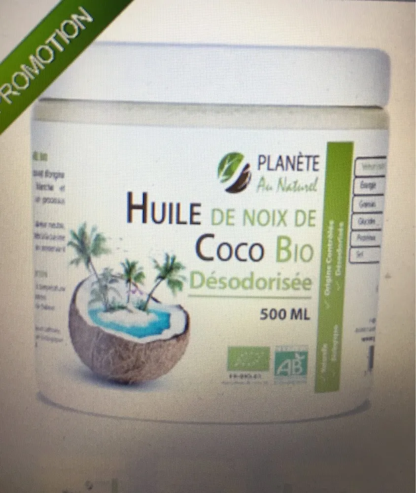 Huile de noix de coco bio désodorisée