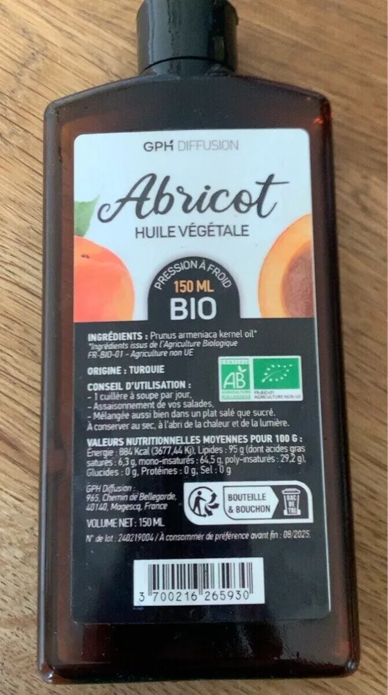 Abricot huile végétal