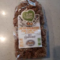 Fusilli petit épeautre pois chiches et curcuma