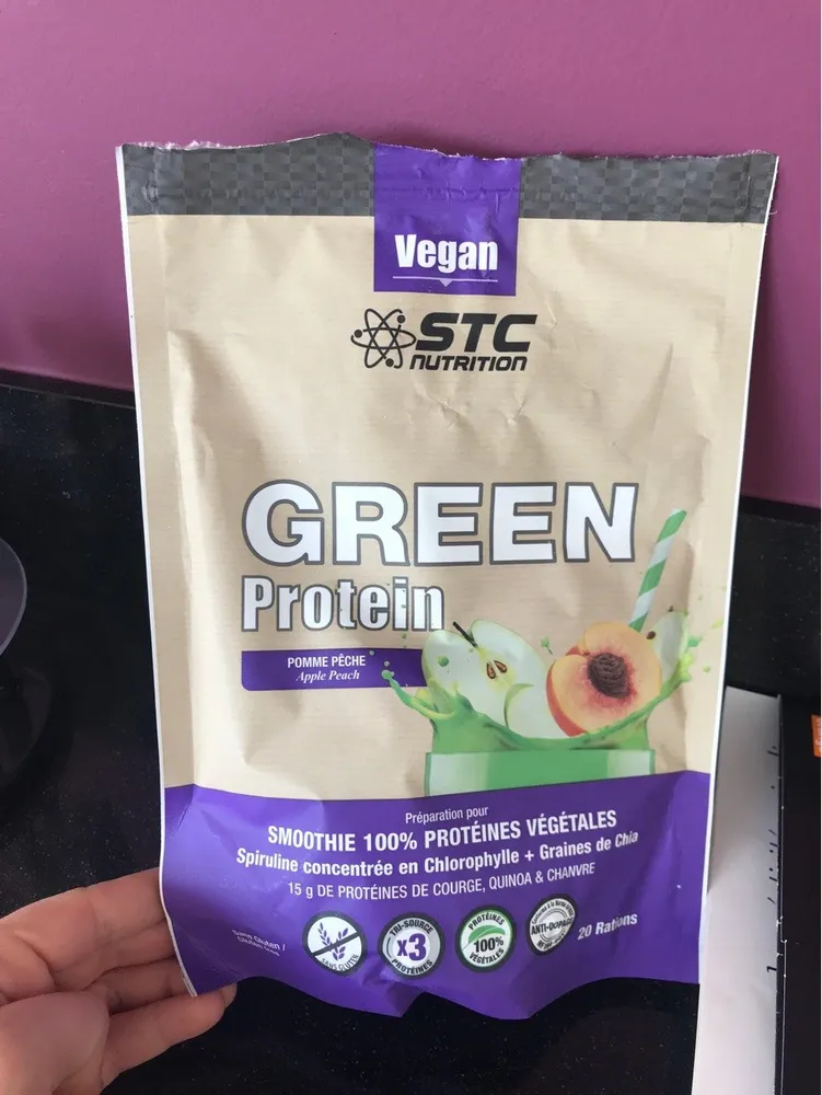 STC Nutrition Vegan Green Protein Smoothie Pomme / Pèche 500G