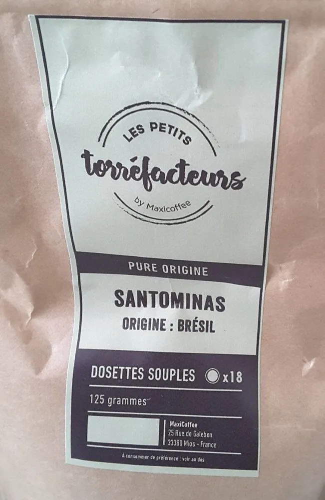 Dosettes souples café Santominas origine Brésil