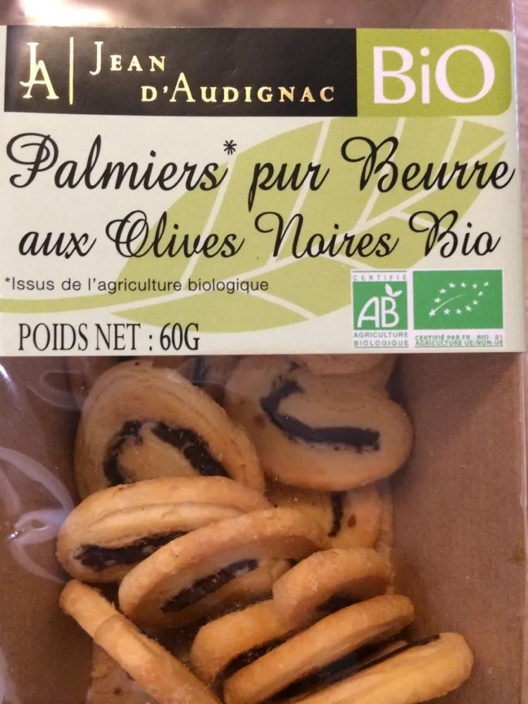 Palmiers pur beurre aux olives noires bio