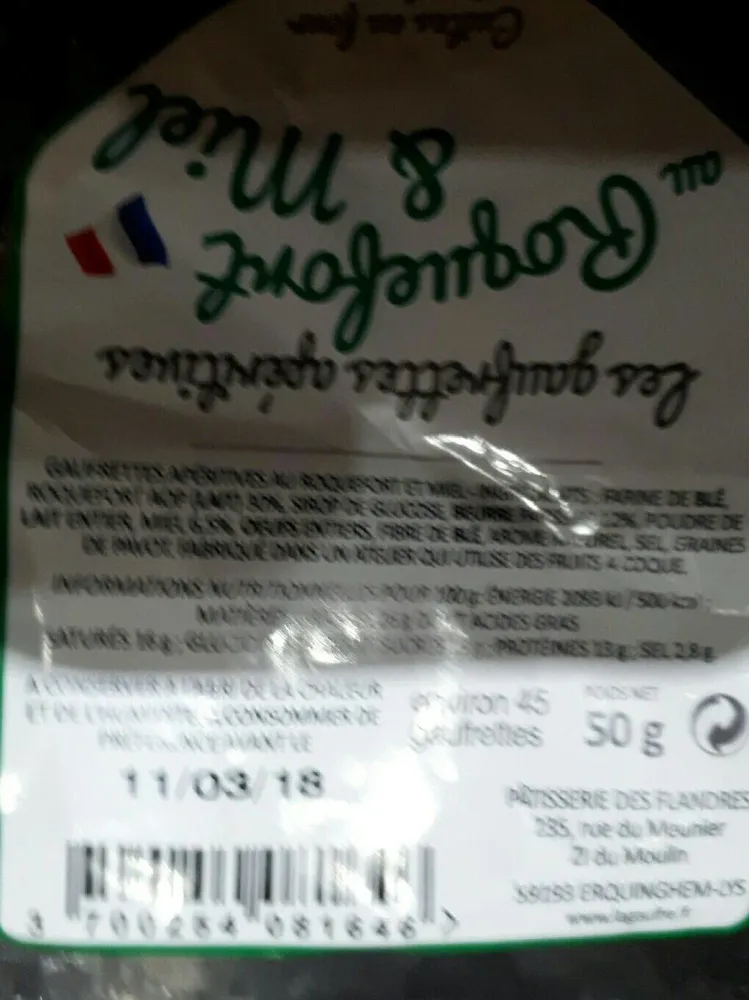 Gaufrette aperitive roquefort miel