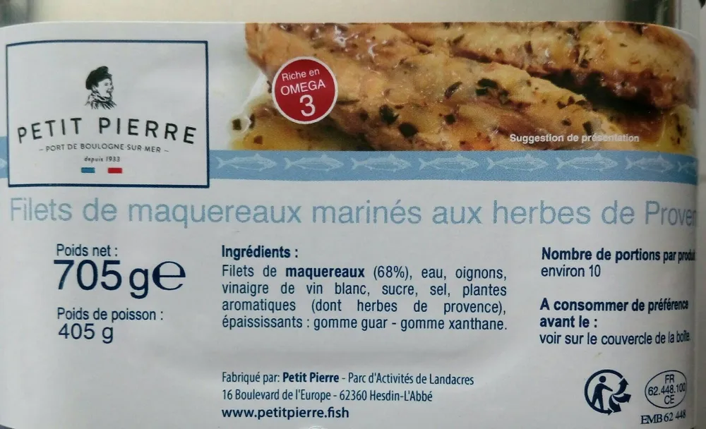 Filets de maquereaux marinés aux herbes de Provence