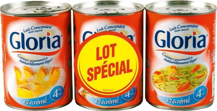 Lait Concentré Non Sucré Gloria 1 / 2 écrémé Lot De 3x410g