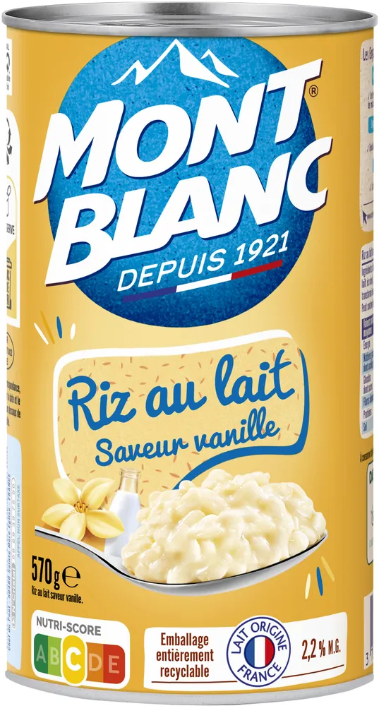 MONT BLANC Crème dessert Boîte Riz au lait Vanille 570g