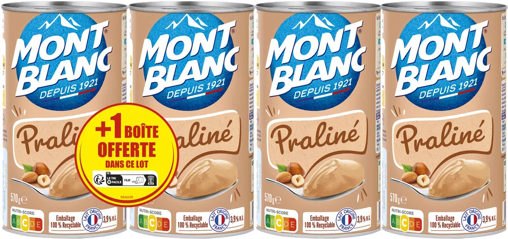 MONT BLANC Crème dessert Boîte Praliné 4x570g 3+1 Offerte