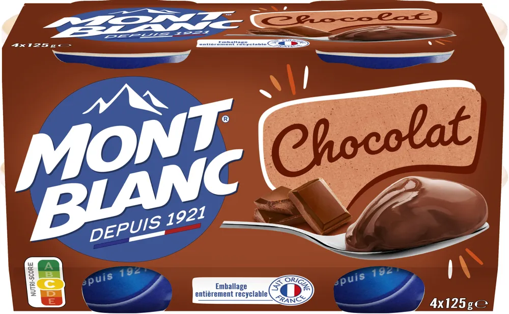 MONT BLANC Crème dessert Coupelles Chocolat 4x125g