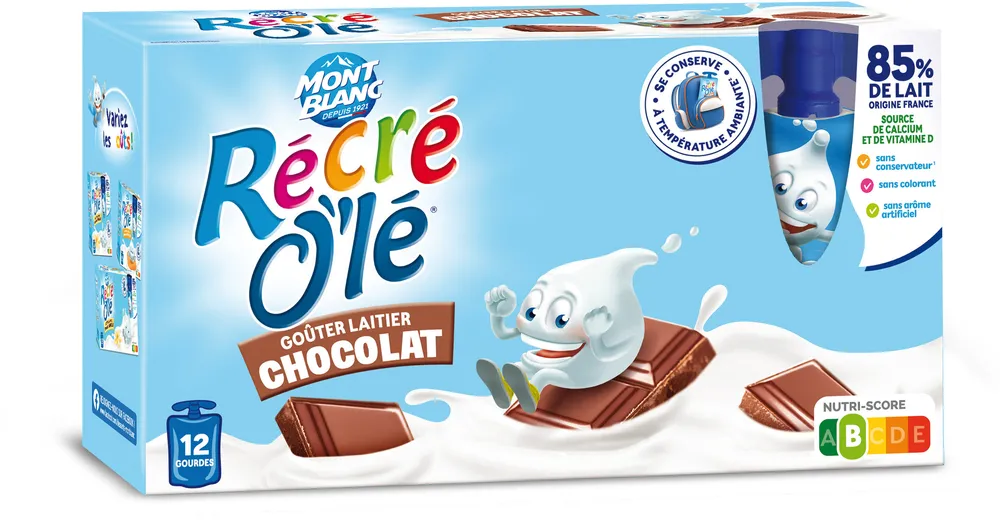 RÉCRÉ O'LÉ Goûter laitier Gourdes Chocolat 12x85g