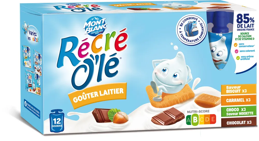 RÉCRÉ O'LÉ Goûter laitier Gourdes Multivariétés 12x85g