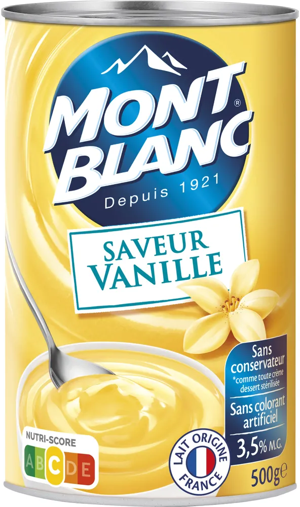MONT BLANC Crème dessert Boîte Saveur Vanille 500g