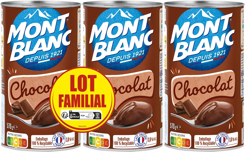 MONT BLANC Crème dessert Boîte Chocolat 3x570g Lot Familial