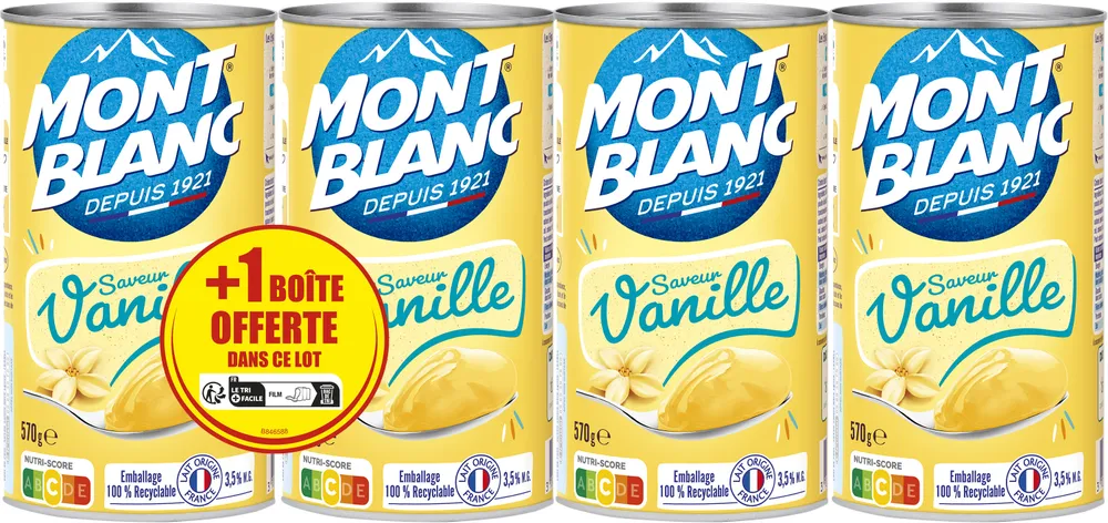MONT BLANC Crème dessert Boîte Saveur Vanille 4x570g 3+1 Offerte