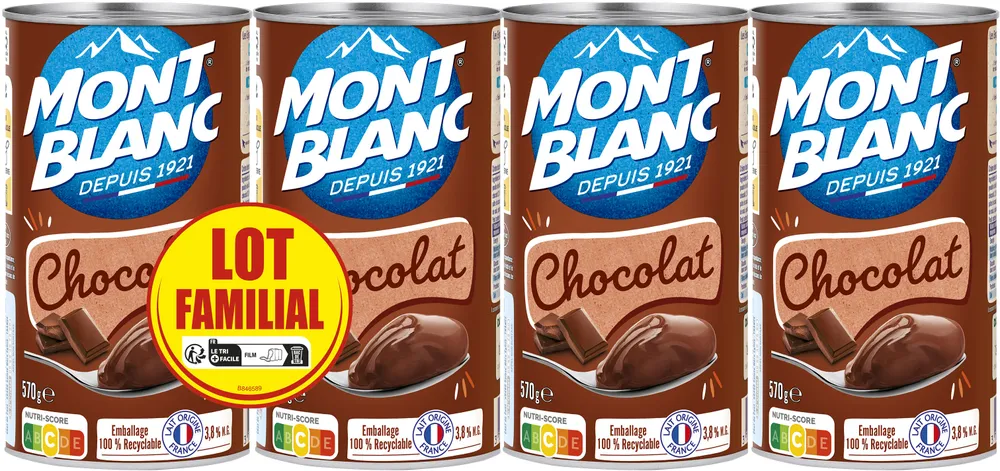 MONT BLANC Crème dessert Boîte Chocolat 4x570g Lot Familial