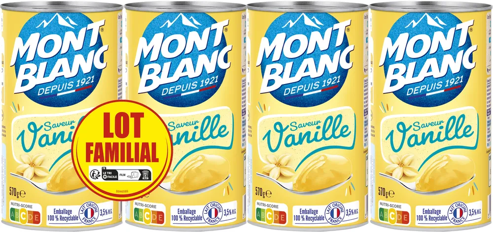 MONT BLANC Crème dessert Boîte Saveur Vanille 4x570g Lot Familial