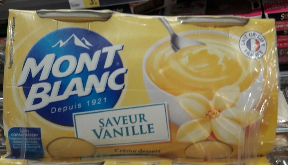 MONT BLANC Crème dessert Coupelles Saveur Vanille 3x4x125g Lot Familial
