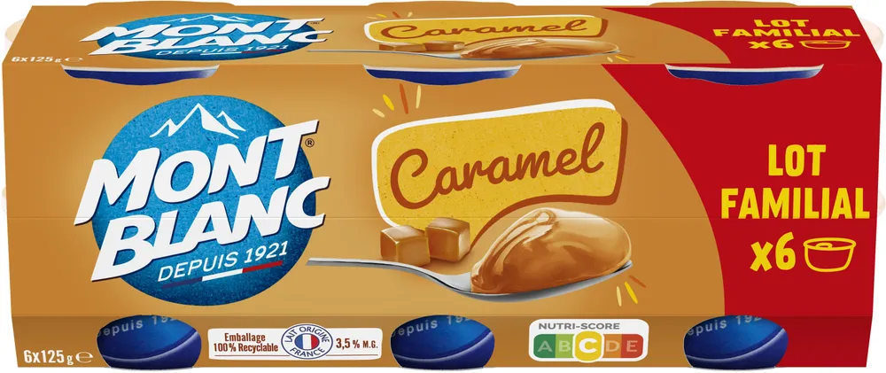 MONT BLANC Crème dessert Coupelles Caramel 6x125g Format Familial