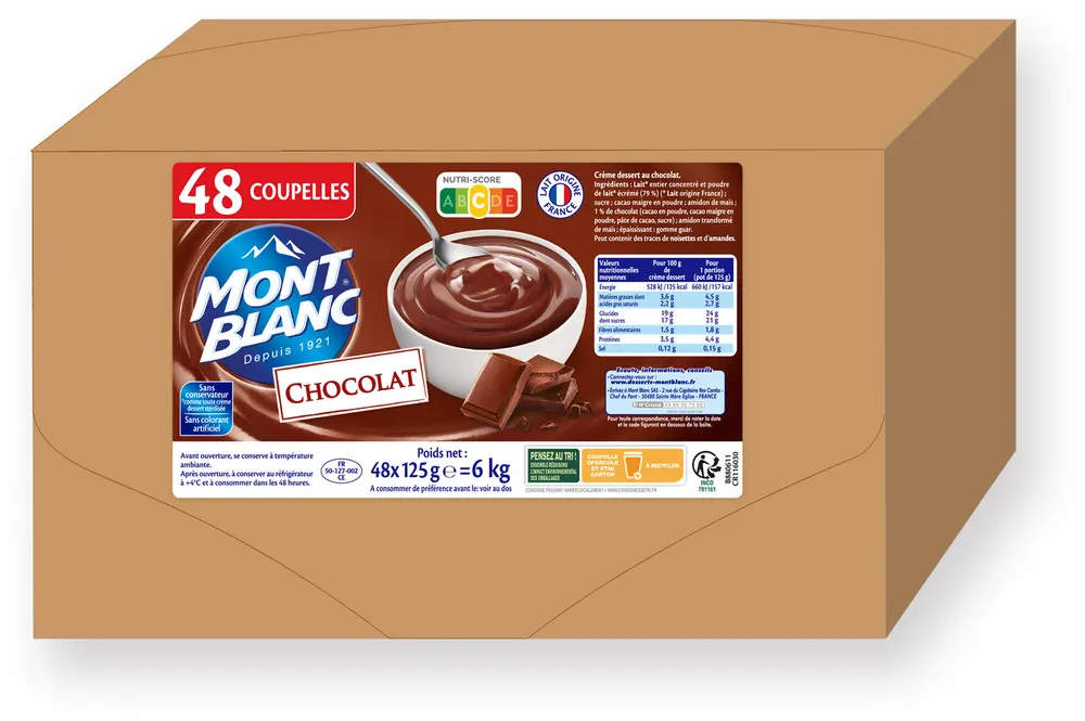 MONT BLANC Crème dessert Coupelles Chocolat 48x125g