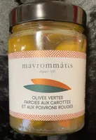 Olives vertes farcies aux carottes et aux poivrons rouges