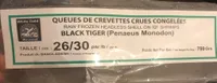 Queues de crevettes crues congelees