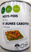 Petits pois très fins et jeunes carottes à l'étuvée