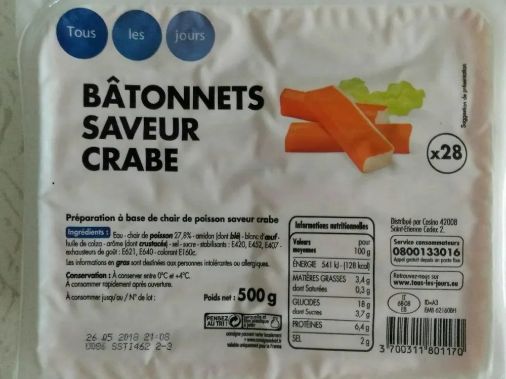 Bâtonnets saveur crabe x28