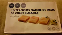 10 Tranches nature de filets de colin d' Alaska surgelées