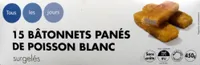 15 bâtonnets panés de poisson surgelés