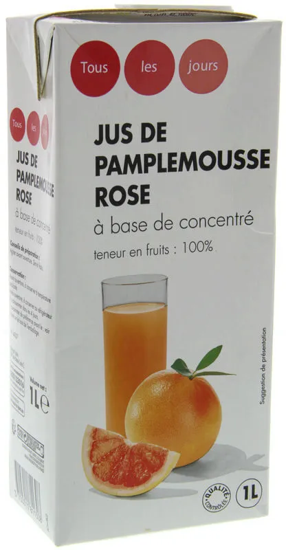 Jus de Pamplemousse rose à base de concentré