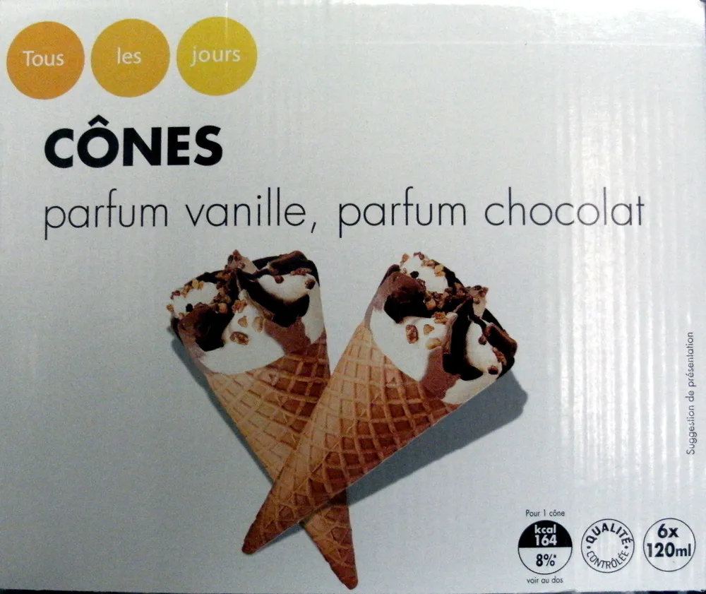 Cônes parfum vanille, parfum chocolat
