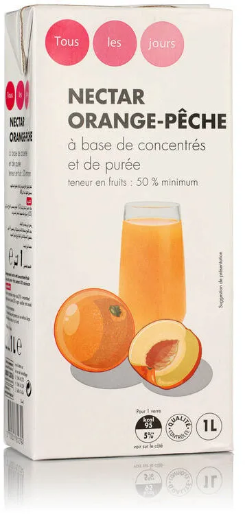 Nectar orangeà base de concentré Teneur en fruits : 50% minimum