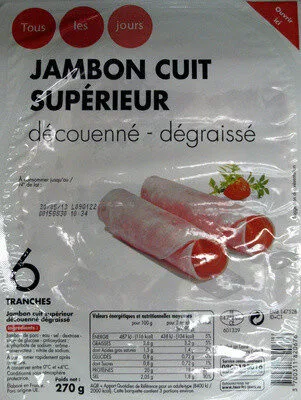Jambon cuit supérieur découenné, dégraissé