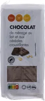 Chocolat de ménage au lait et aux céréales croustillantes