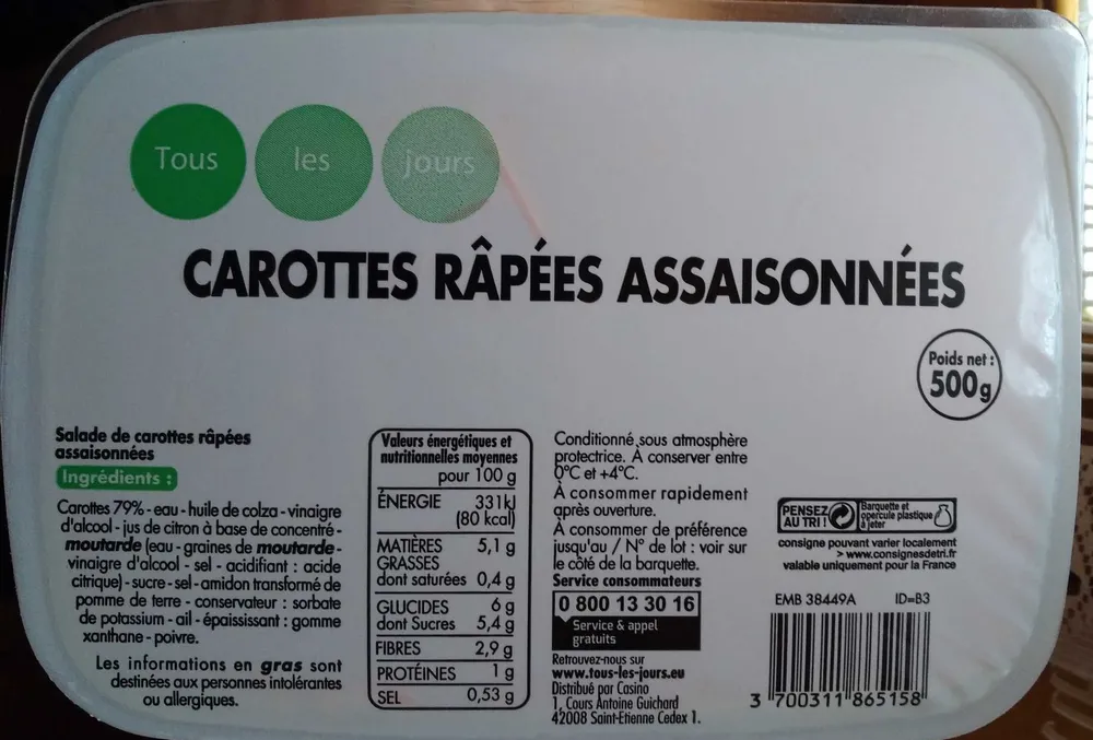 Carottes Râpées Assaisonnées