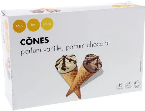 Cônes parfum vanille, parfum chocolat x8