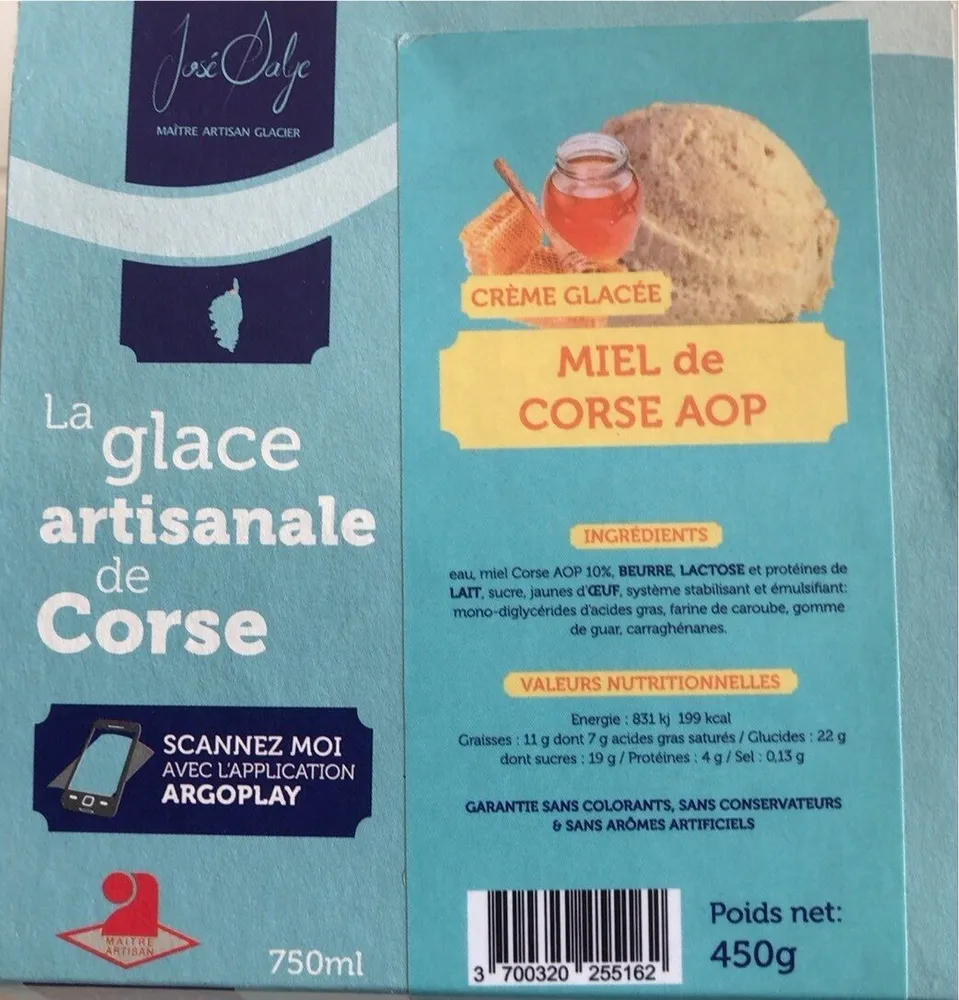 Crème glacée Miel de corse AOP