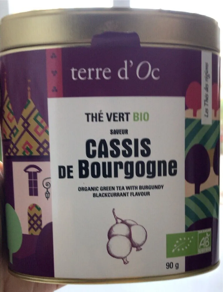 Thé vert bio saveur cassis de Bourgogne