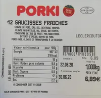 Saucisse de Porc Fraîche Porki