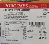 Chipolatas nature Porcidou