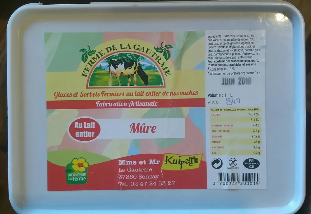 Glace et Sorbets fermiers au lait entier de vaches