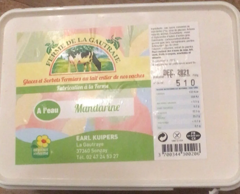 Glace à l’eau à la mandarine