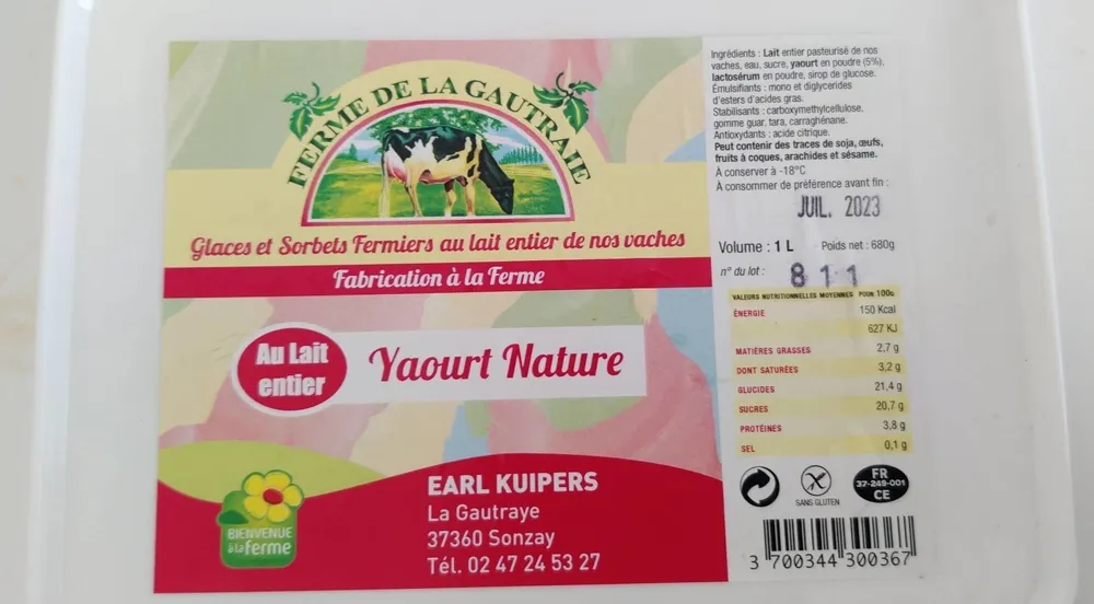 Glace Yaourt nature ferme de la gautraie