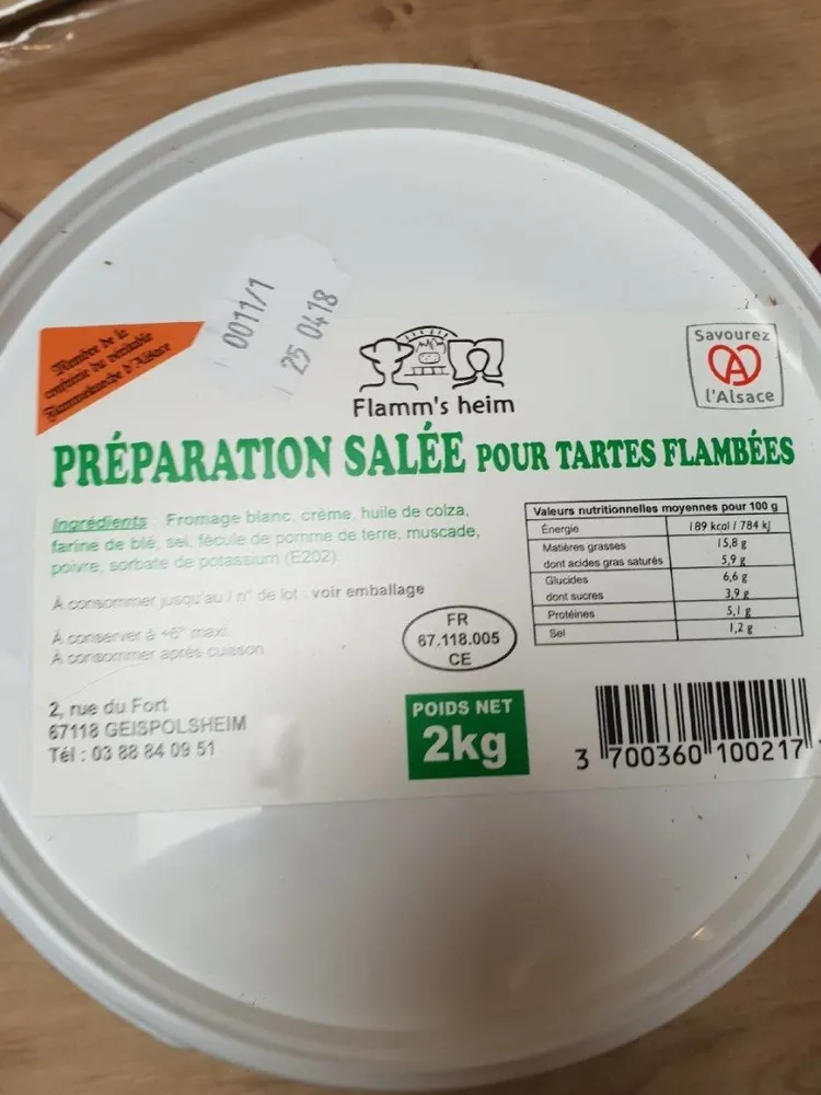 Préparation Salée pour Tartes Flambées