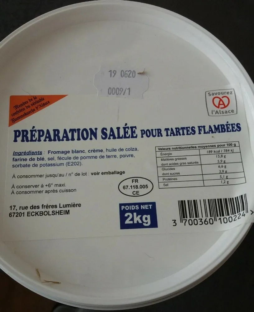 Préparation salée pour tartes flambées