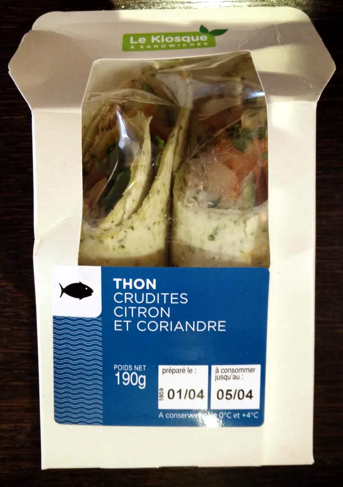 thon, crudités, citron et coriandre