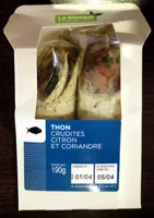 thon, crudités, citron et coriandre