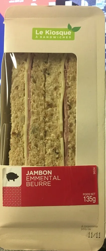 Sandwich au jambon cuit superieur, emmental et beurre