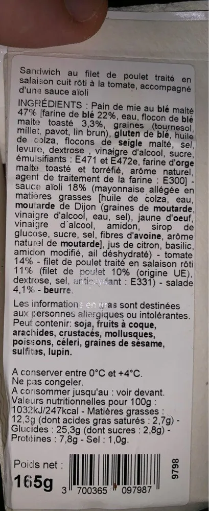 Sandwich au poulet