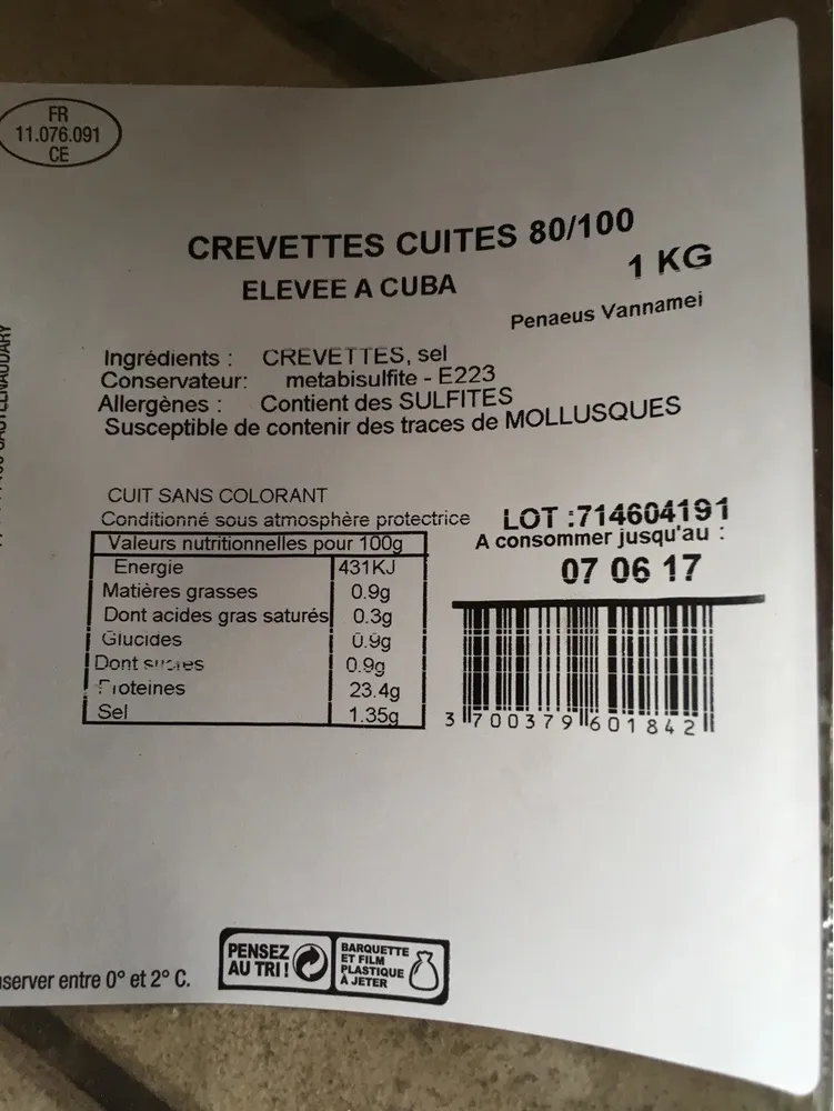 Crevettes cuites