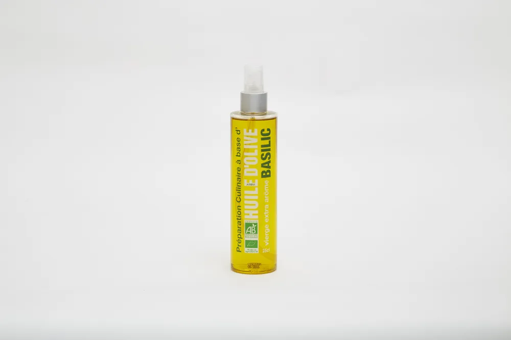 Préparation culinaire à base d'huile d'olive BIO, arôme basilic